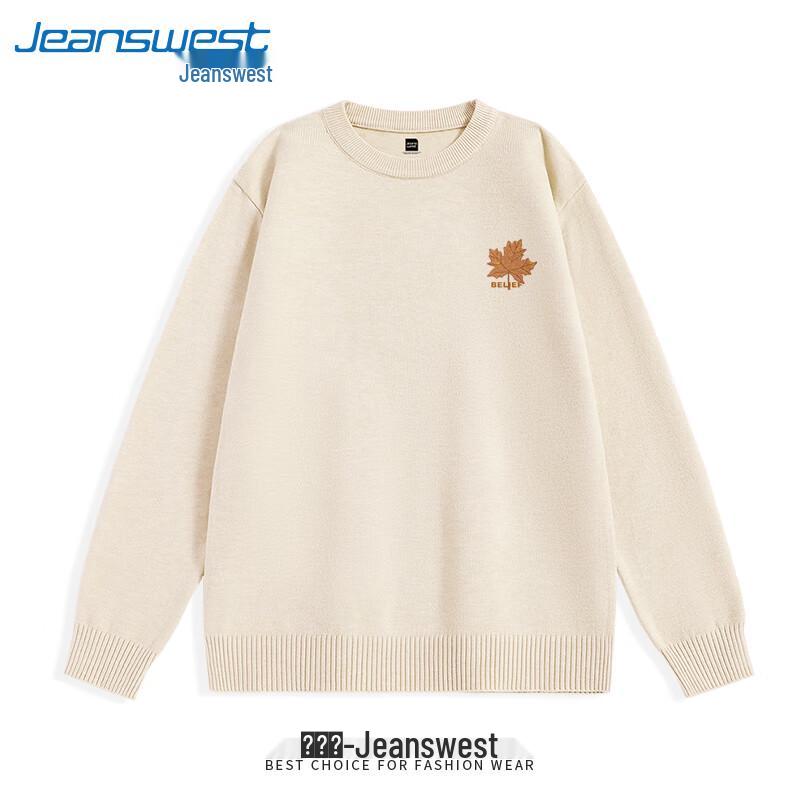 Jeanswest Men's Maple Leaf Print Round Neck Sweater
