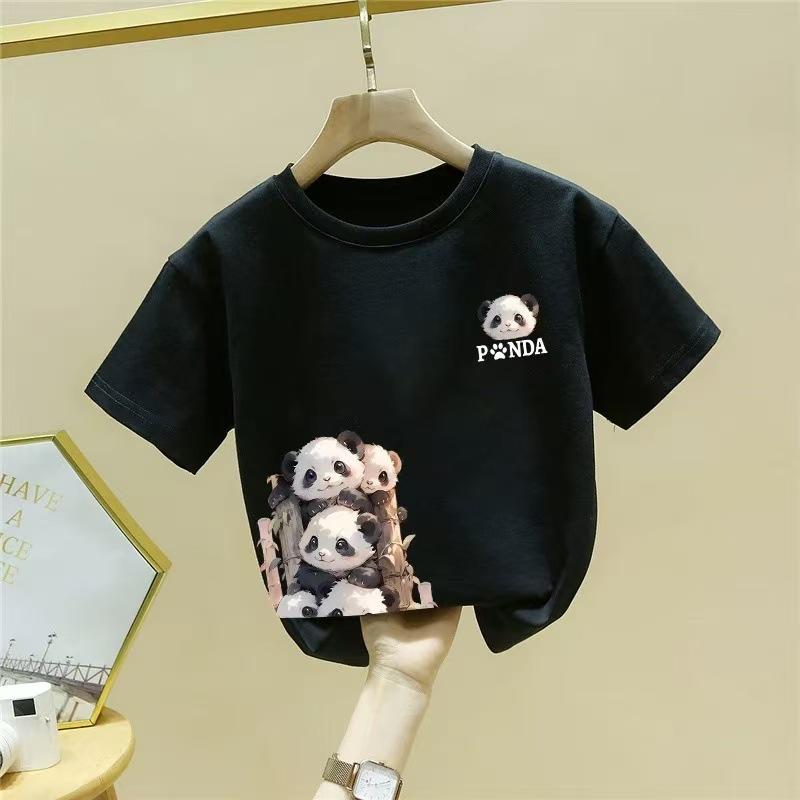 Summer Kids Cotton Short Sleeve T Shirt Cute Cat Print Boys Girls Half Sleeve Top
