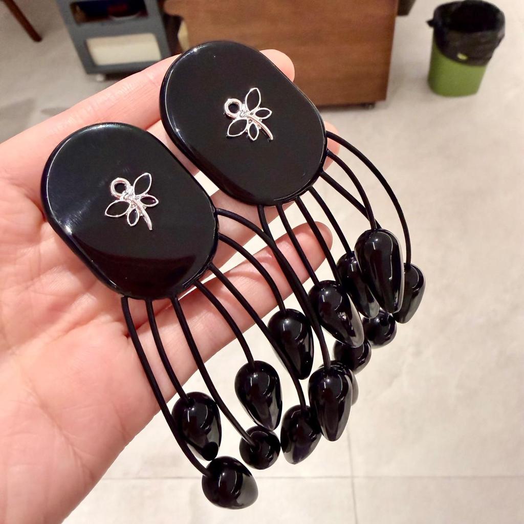 Vintage Black Series Stud Earrings 925 Silver Needle Minimalist High-End Personality Accessories for Women