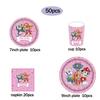  Birthday Party Supplies Tableware Set with Tablecloth Napkin Paper Cups Stickers Banner Backdrop - Complete Party Kit