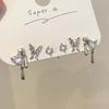 Korean Pink Heart Butterfly Flower Stud Earrings for Women Girls Sweet Cute Mini Small Circle Piercing Earrings Set Jewelry