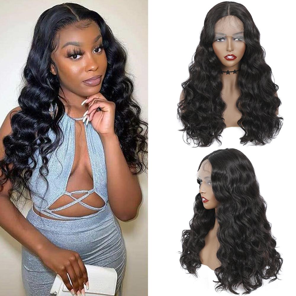 X-TRESS Synthetic Lace Front Wigs For Black Women Loose Wave Middle Part Transparent Swiss Lace Soft Natural Brown Wavy Hair Wig