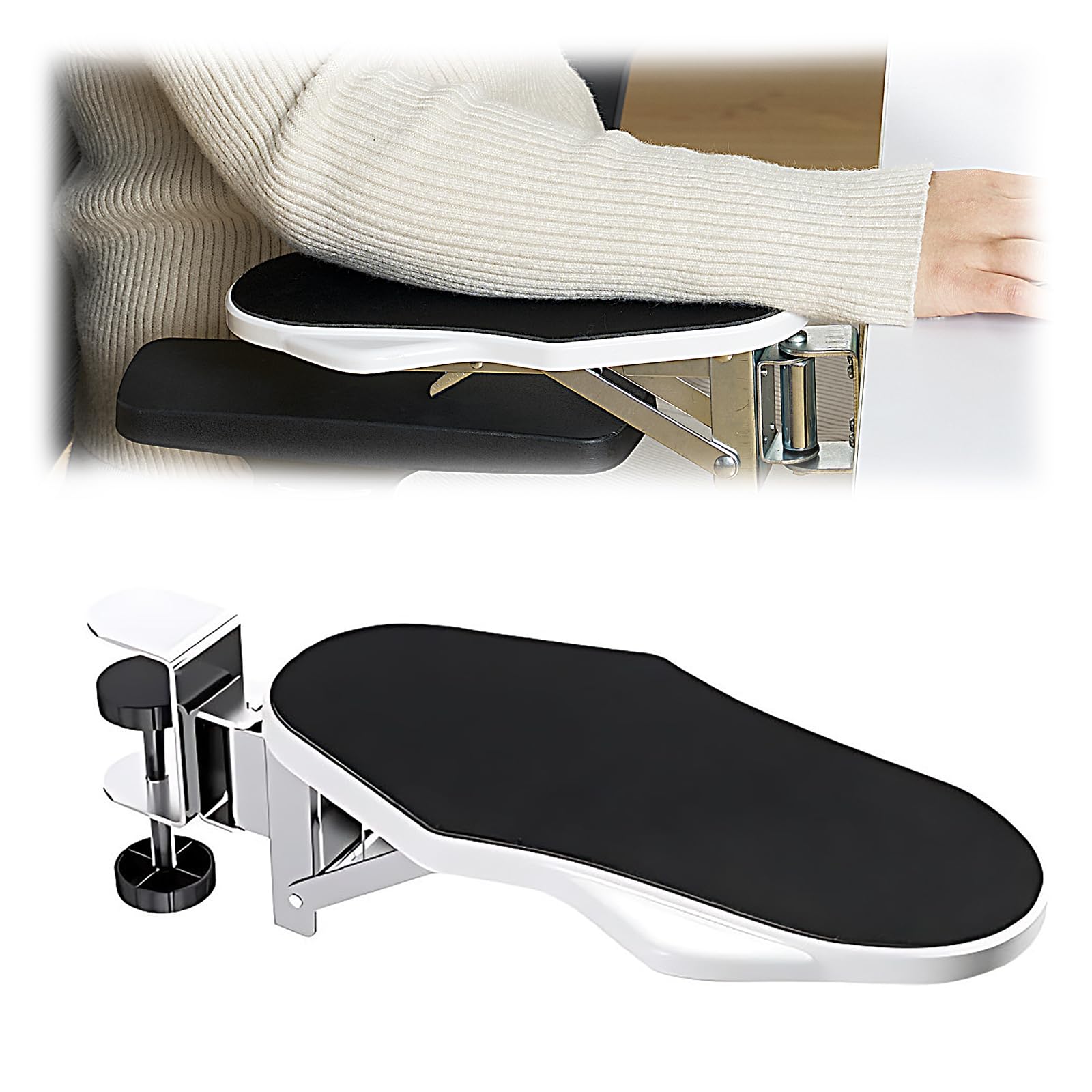 

BESSTER Настольный подлокотник для запястья и предплечья, вращающийся, без сверления, усталость, легкий, эргономичный, расширитель стола для стола или белый вращающийся подлокотник, подлокотник, подставка, подушка, белый