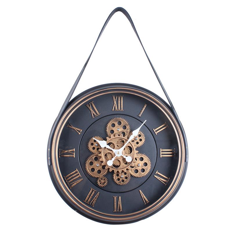 Rotating Circular Gear Art Wall Clock New Retro High-end Clock Antique Style Living Room Decoration Wall Clock