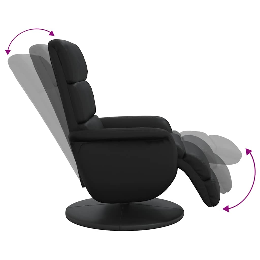 Relaxation Armchair with Footrest Black Faux Leather