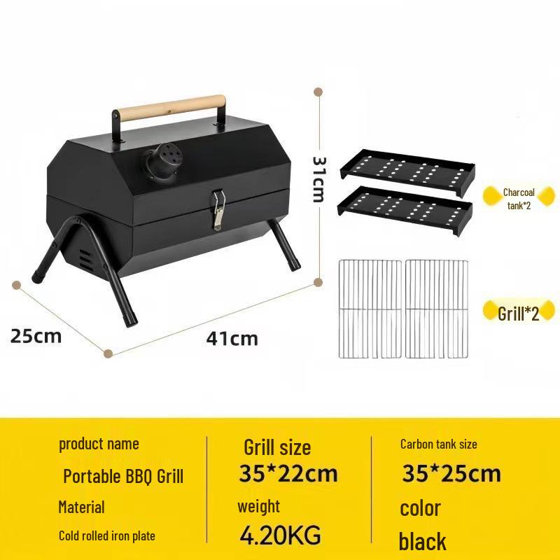 Portable Charcoal Grill Set: Outdoor Camping Barbecue Rack and Tools for Home Use