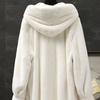 European and American new imitation mink coat women's medium and long imitation fur coat winter belt hooded imitation mink hooded