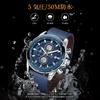 SAPPHERO Men's Analog Quartz Watch 50m Waterproof Luminous Date Display Artificial Leather Band Hard Mineral Glass Business Outdoor Blue