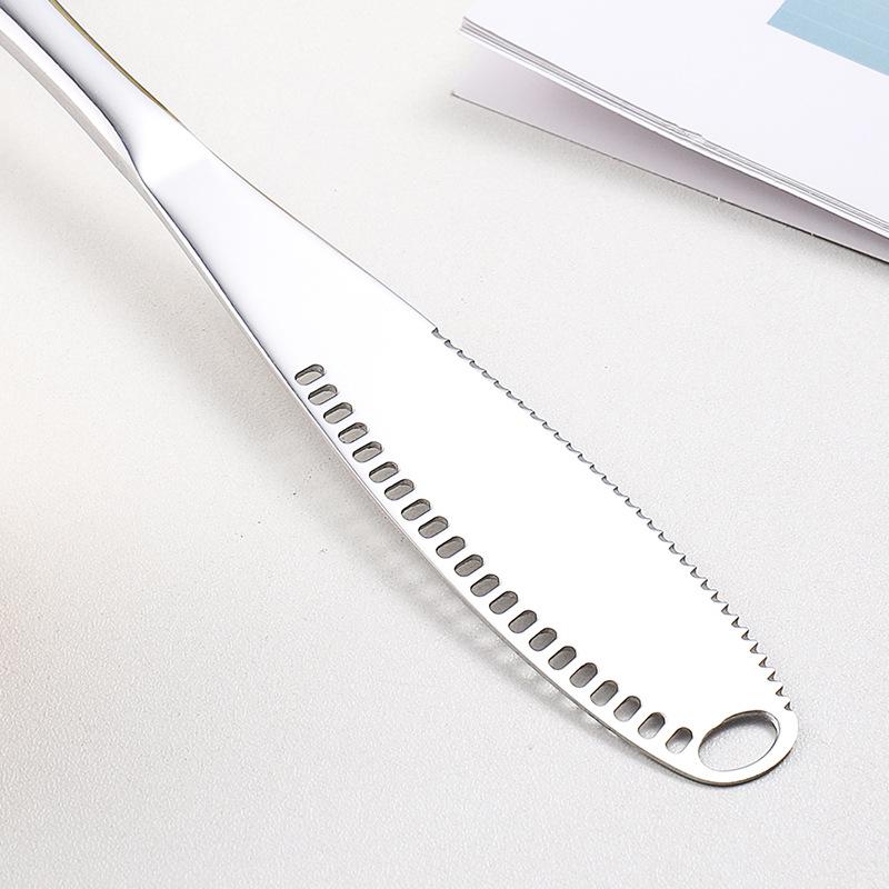 Stainless steel butter knife with hole 430 cheese spreader knife bread jam knife ins cheese scraper