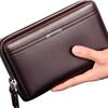 Double Zipper Men's Wallet Long Money Clip Leather Handbag Large Capacity Business Mobile Phone Card Holder Men's Gift Father Son Husband