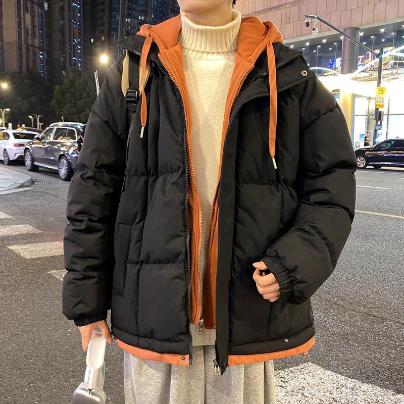

Men s and women s same cotton-padded clothes trend fake two pieces 2025 winter new high-end casual fashion versatile couple jacket cotton clothes S чорний