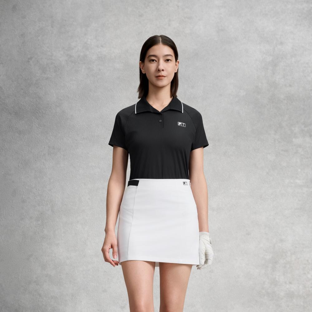 FILA Fashionable Simple Versatile Polo Shirt Women tops Deep-Black A11W635112FBK