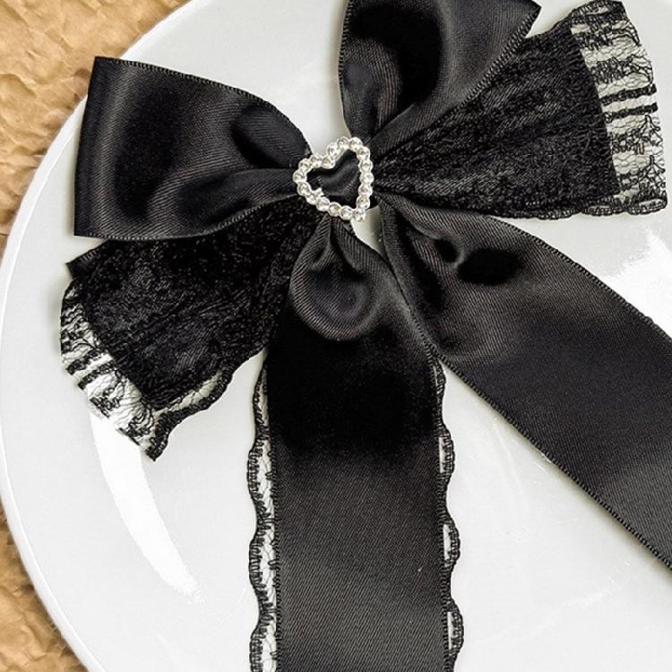 Elegant Bows 2000s Black Balletcore Hair Clip Elaborate Flat Clip Balletcore