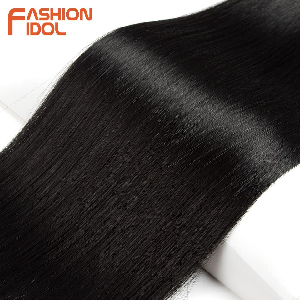 FASHION IDOL Bone Straight Hair Extensions Ombre Blonde Hair Bundles Super Long Hair Synthetic 24 Inch Straight Hair Full To End