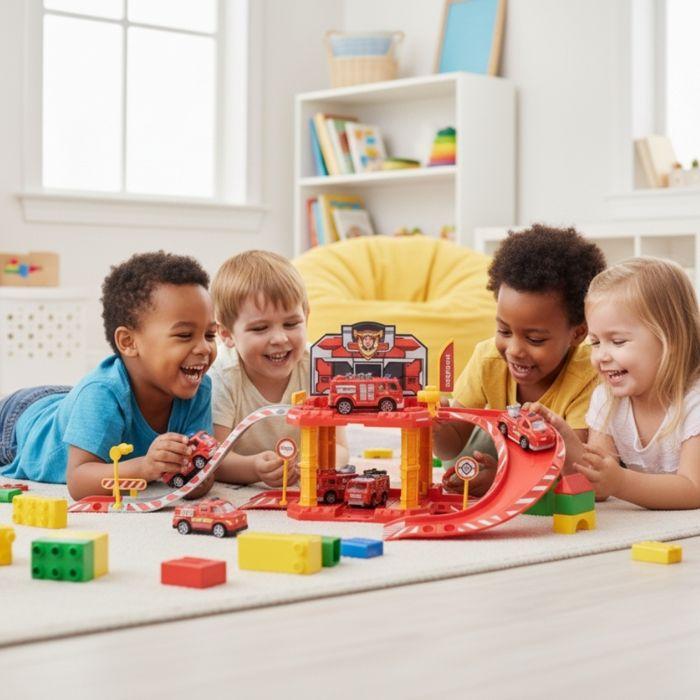 Fire Station Garage - SHOP-STORY - GARAGSET_R - 40 Pieces - 1 Car - Easy Assembly