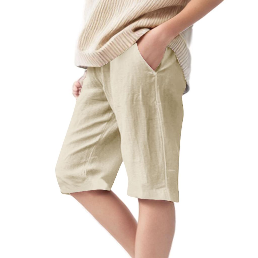 Summer Children's Fashionable Loose Cotton And Linen Casual Lace-up Five-inch Straight Pants