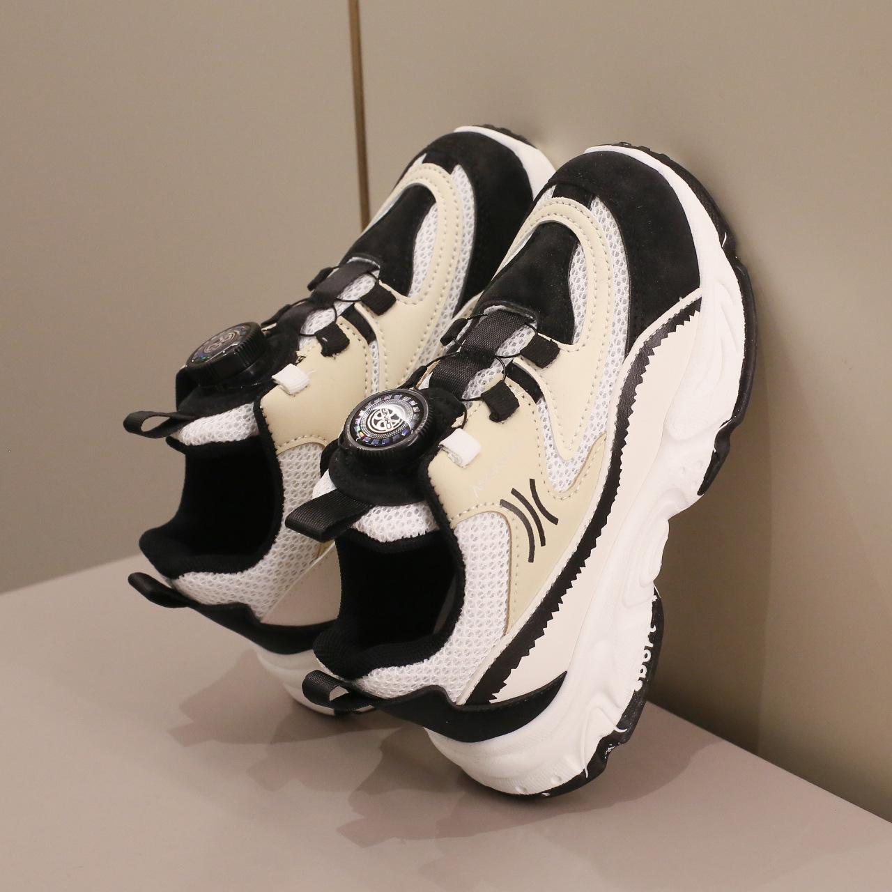 

Обувь для девочек Вращающиеся кнопки Весна и лето Новые туфли для мальчиков Детская спортивная обувь Легкие модные туфли для девочек 30 чёрный