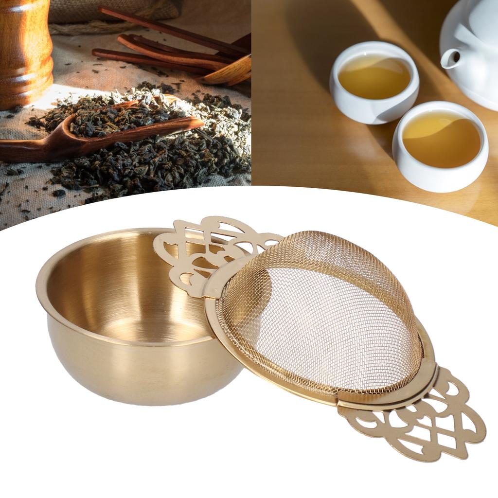 Stainless Steel Tea Strainer Loose Leaf Tea Infuser Filter Double Ear Kitchen Gadget