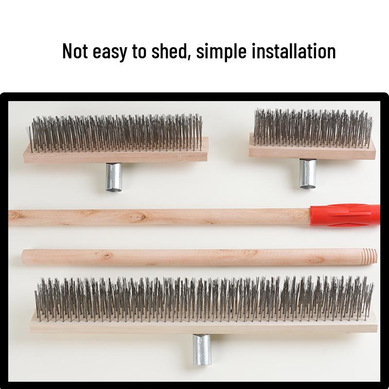 Stainless Steel Long Handle Outdoor Floor Scrub Brush with Stiff Bristles