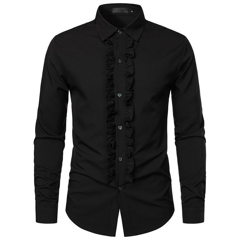 Men's Shirt Long Sleeve Autumn and Winter Solid Color European Size Men's Wedding Dress Long Sleeve Shirt Performance Dress