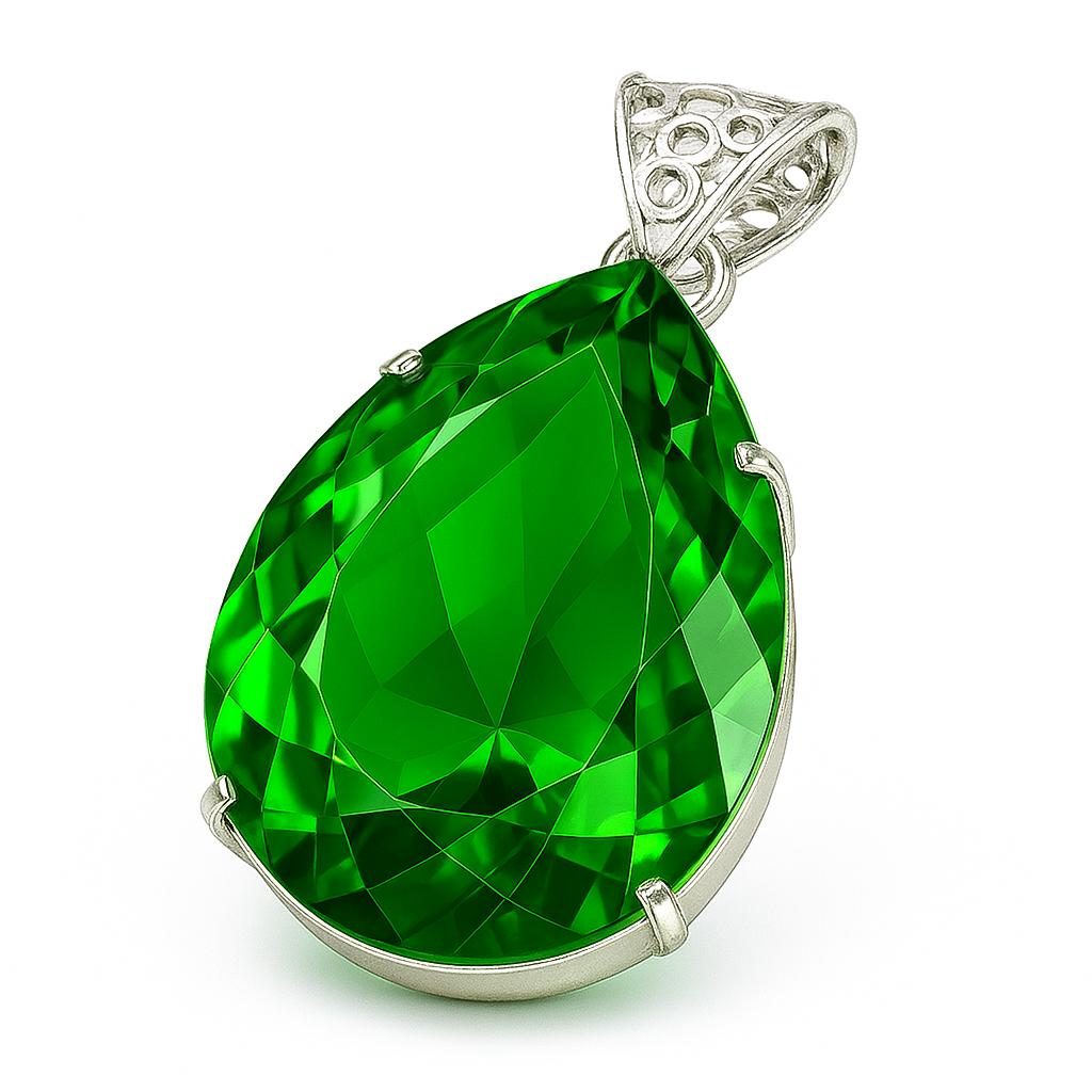 Natural Certified Green Topaz 100 Ct 925 Sterling Silver Huge Size Pear Pendant AI-39-NS