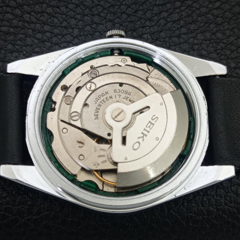 JAPAN VINTAGE REFURBISHED SEIKO 5 AUTOMATIC 6309A MENS BLACK WATCH A442977-1