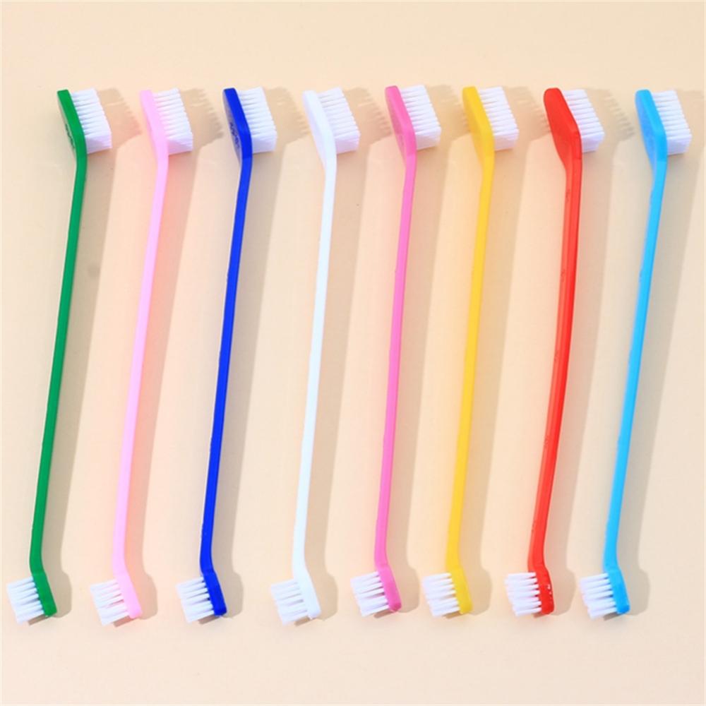 100pcs Dog Toothbrush Double Headed Long Handle Dog Pet Toothbrush for Dogs Cat Puppy Teeth