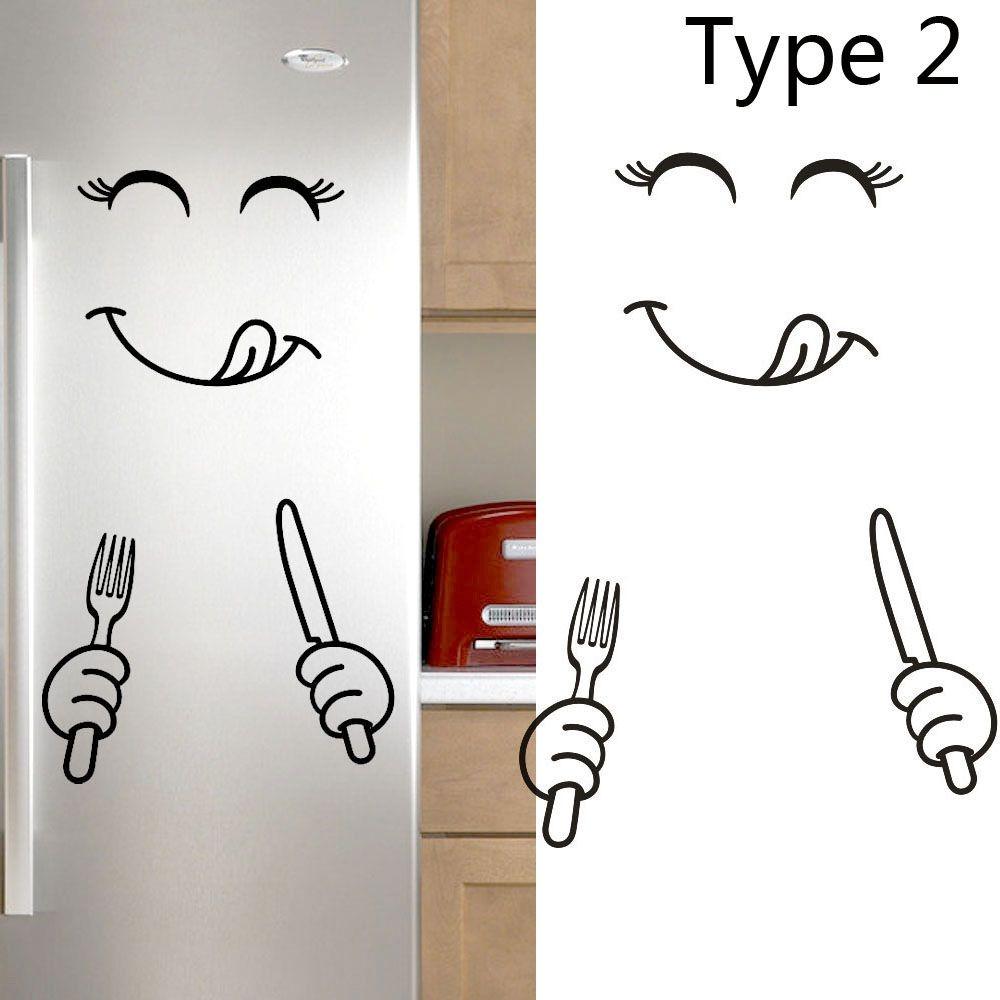 2pcs Smile Refrigerator Stickers Vinyl Refrigerator Wrap Fridge Wrap  Refrigerator