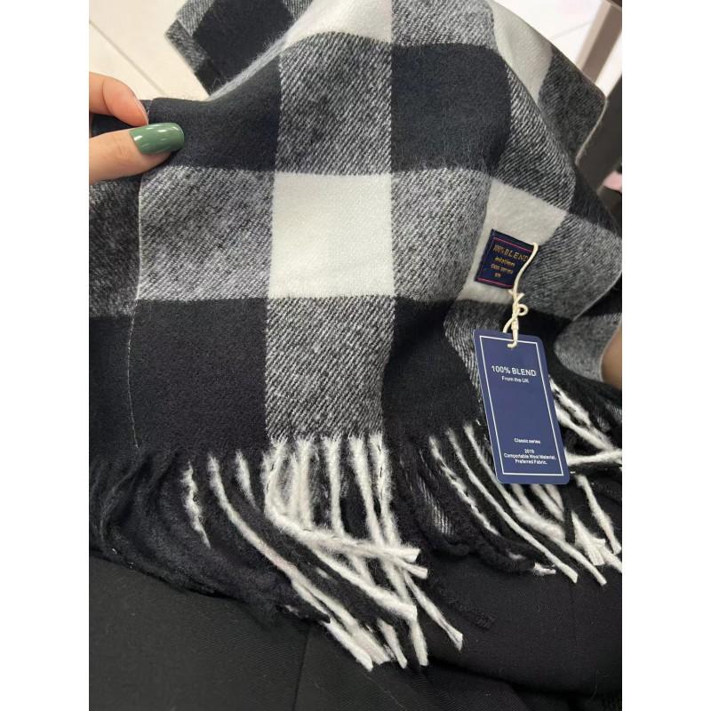 Premium Knitted Wool-Feel Plaid Scarf Men Women Winter Warm Neck Wrap Unisex Fashion Accessory