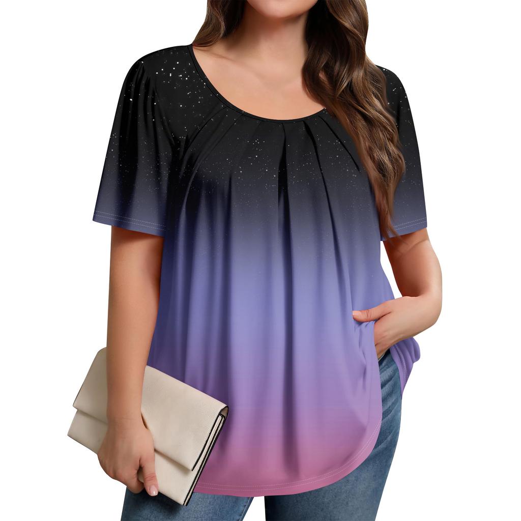 Γυναικεία Καθημερινή Μπλούζα Με Πλισέ Μανίκια Κοντά Μανίκια Μονόχρωμη