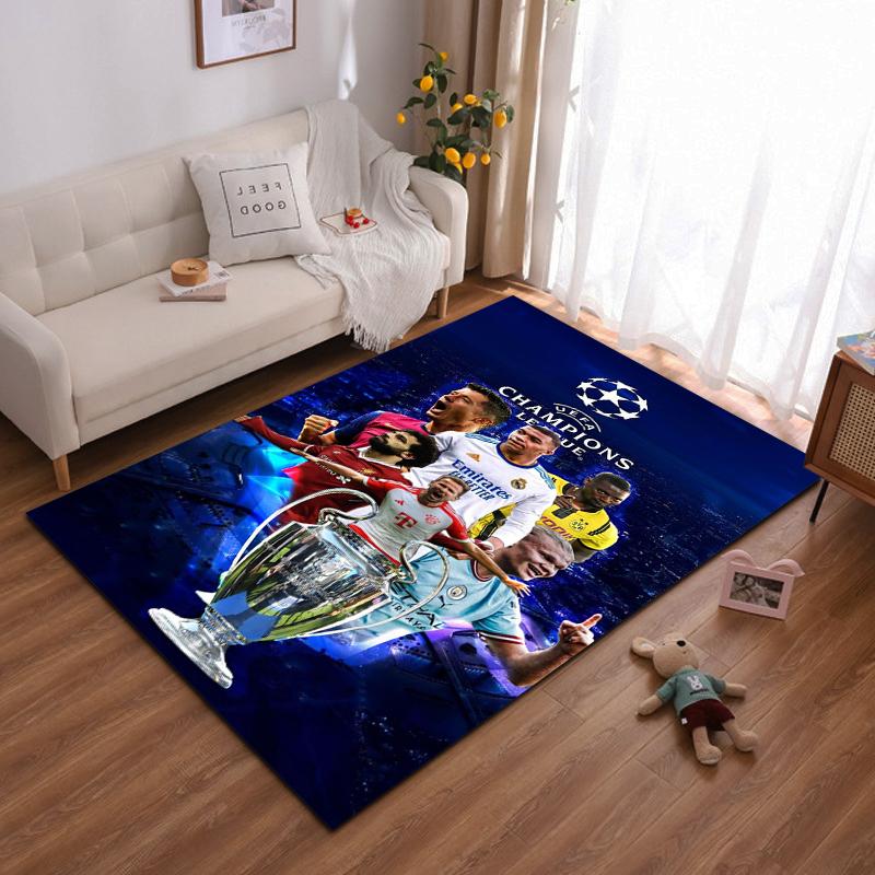 UEFA Champions League Trophy Rug Design Non-slip Rug Suitable for Living Room and Bedroom Sofas.