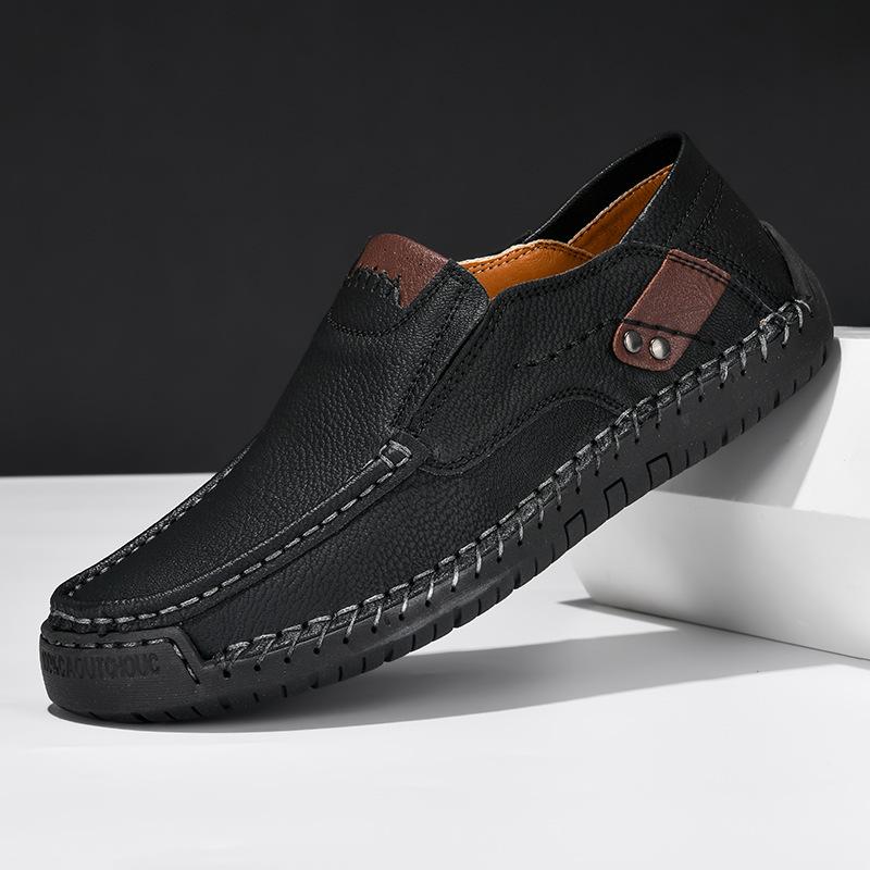 Fashion Spring Fall Men Leather Shoes Fashion Casual Comfortable Slip on Loafers Handmade Leather Men Shoes Flats Moccasins Walking Shoe