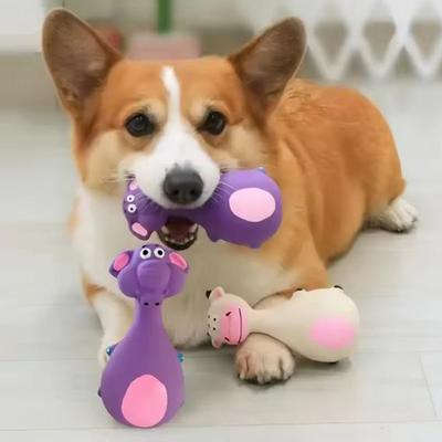 Dog Toys Latex Sound Squeaky Elephant/Cow Animal Chew Pet Rubber Vocal Toys For Small Large Dogs Bite Resistant Interactive Toy