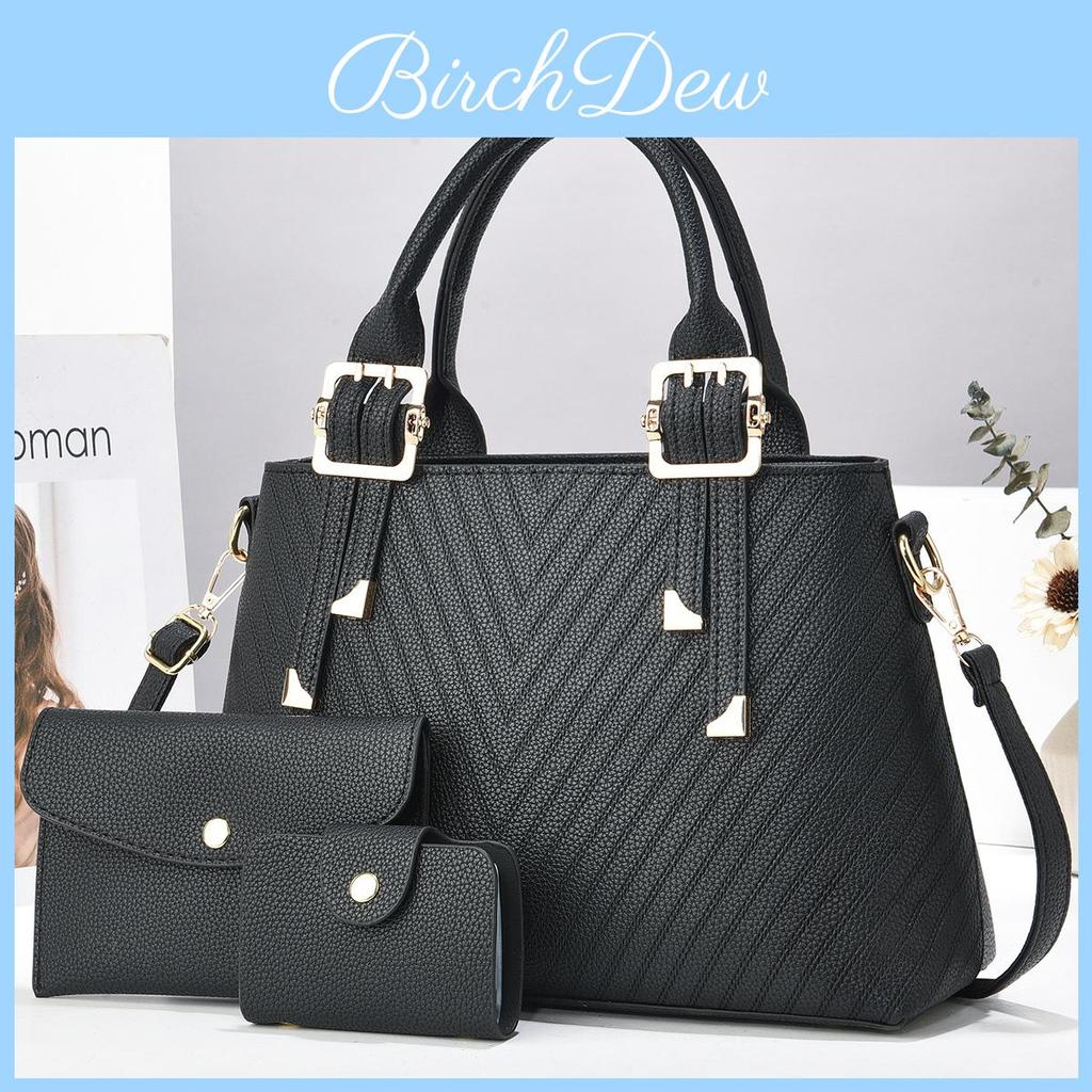 Fashionable Large Capacity Shoulder Bag Set In Soft Pu With Elegant Macaron Color Options