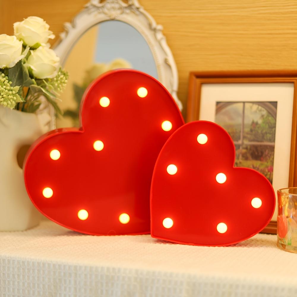Romantic Red Heart-Shaped Decorative Night Light Battery-Powered Energy-Saving Desk Lamp For Bedroom Wedding Proposal Valentine'S & Mother'S Day