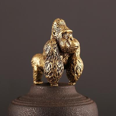1Pc Bronze Gorilla Statue Miniature Office Desk Ornament Home Decor Gift Toy