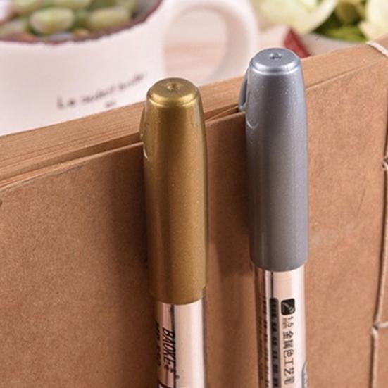 2 Stück 1,5 mm DIY Wasserdicht Goldener und Silberner Markierstift Album Studentenbedarf