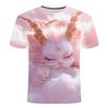2024 Summer 3D Printed Short Sleeve Soft and Cute Sleepy Sheep Series Men's and Women's Trendy Round Neck T-shirt for Children