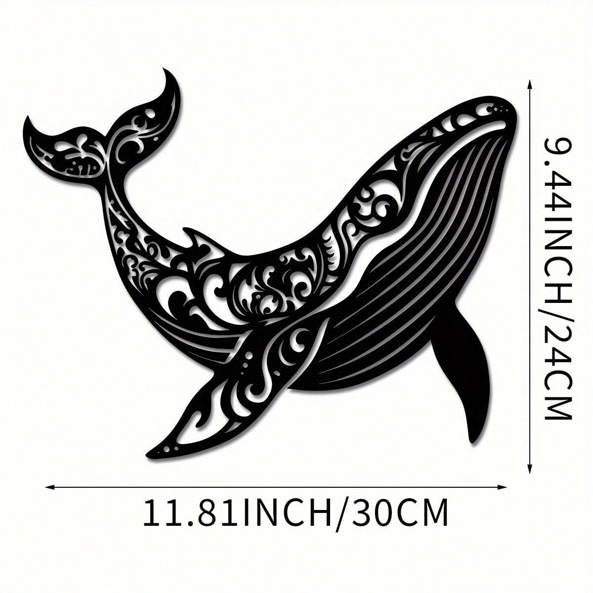 3D Metal Whale Wall Art Nautical Iron Fish Decor Modern Home Wall Sculpture