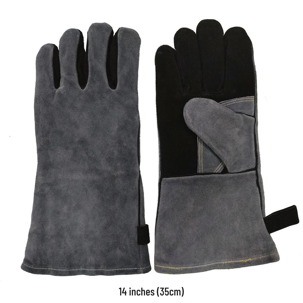 Cowhide Heat-Resistant Gloves - 500°F Welding, BBQ, Camping, Anti-Scald, Insulated Labor Protection