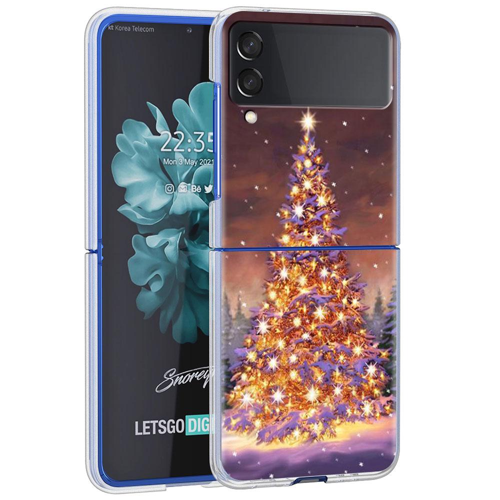 

Чехол Merry Christmas Tree Deer для Samsung Galaxy Z Flip 4 5G Прозрачный жесткий чехол для мобильного телефона ZFlip Clear PC Luxury Coque Samsung Z Flip 3