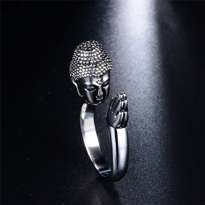 Unisex Buddha Buddhismus Kopf Ring Für Frauen Männer Straße Beten Glück Ring Einstellbare Finger Schmuck