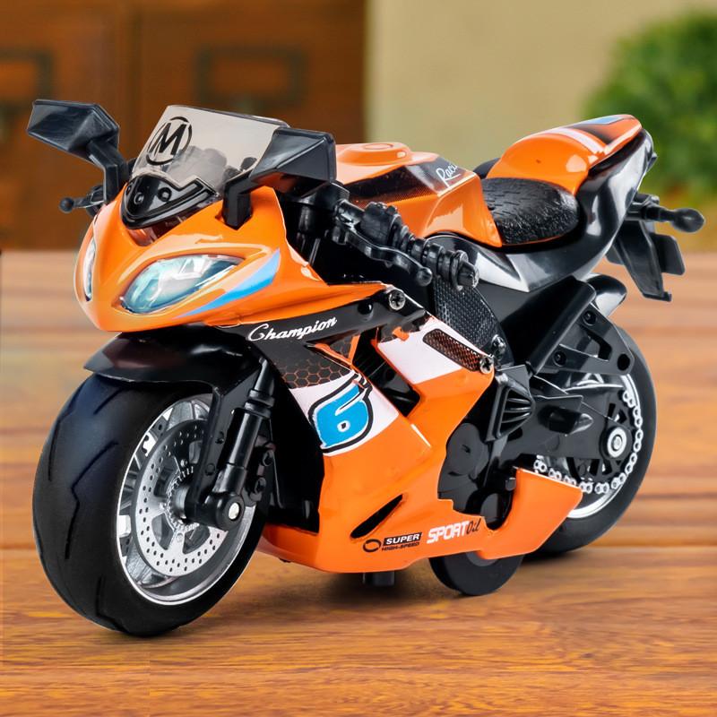 Police Motorcycle Alloy Model With Lights And Sound For Kids Play