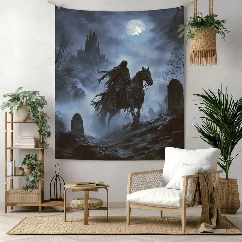 Tapestry Gothic Dark Fantasy Horseman 75x100