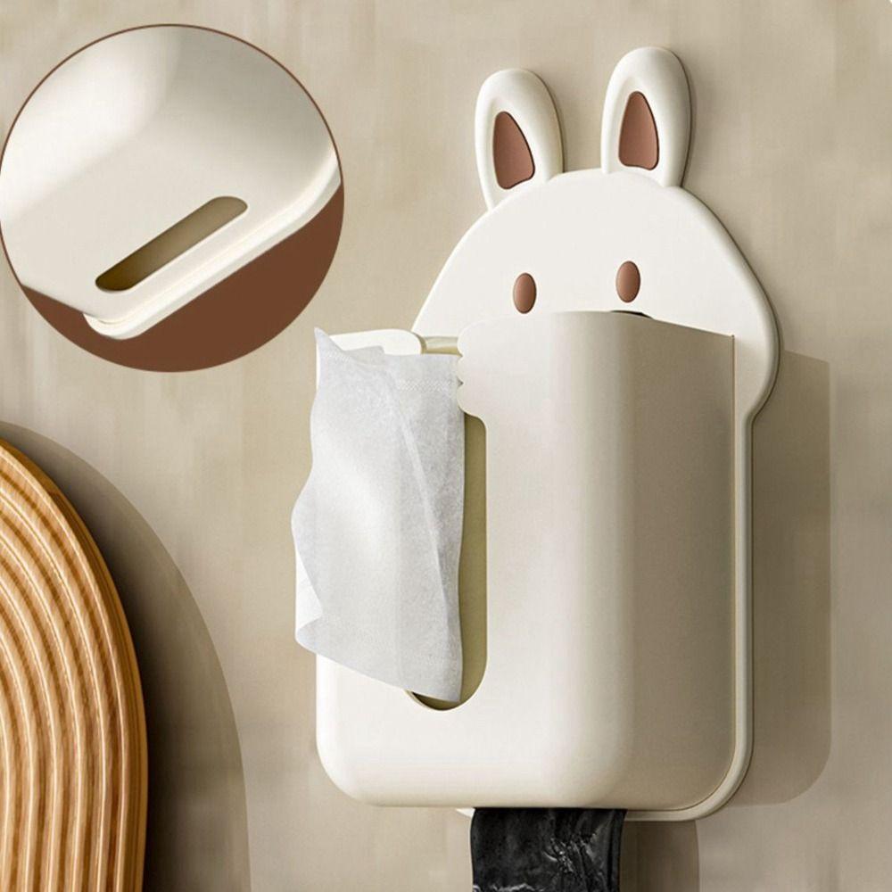 Wall-Mounted Paper Drawer Box Rectangular Towel Storage Box Simple Cartoon Rabbit Tissue Box Home
