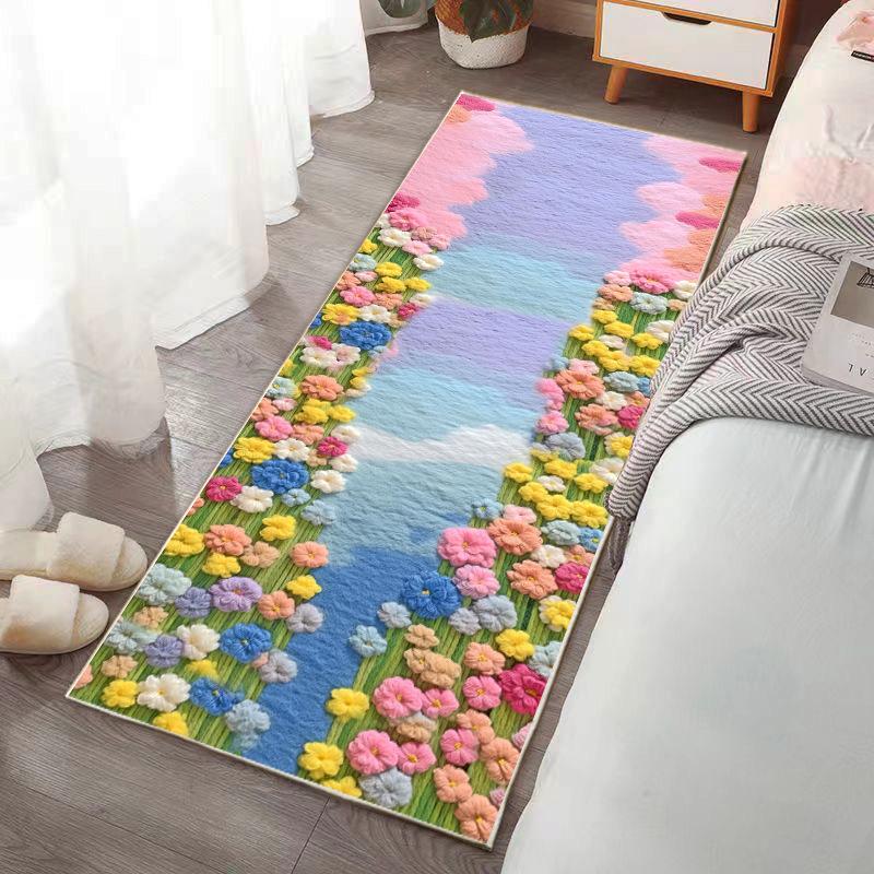 

Ковер у кровати, спальня, утолщенный, противоскользящий, устойчивый к грязи, простой в уходе, прямоугольный ковер для домашнего использования 50x120cm