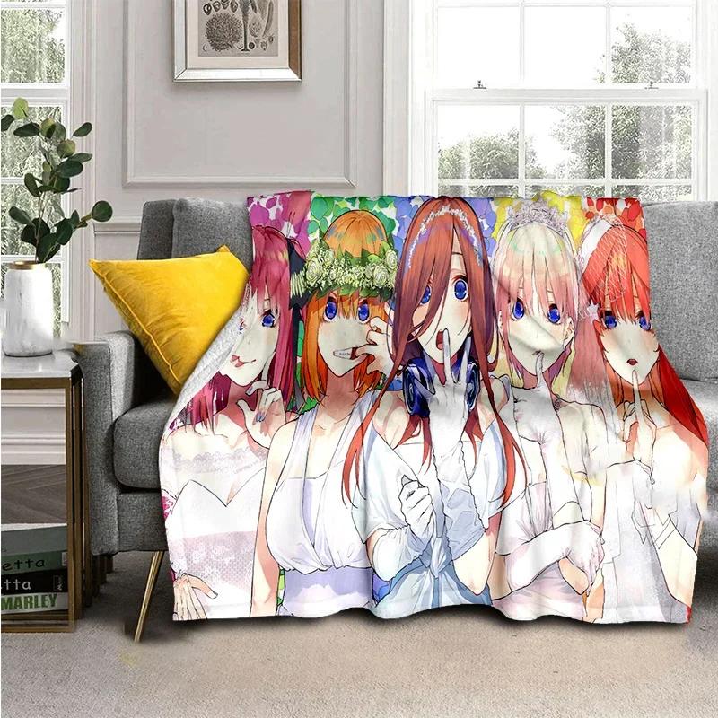 The Quintessential Quintuplets Nakano Ichika Miku Yotsuba Anime HD Print Anime Blanket Flannel Family Blanket Throw Blanket