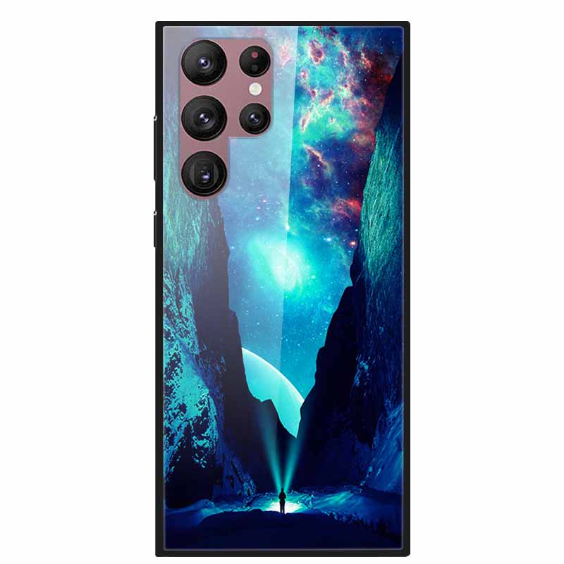 For Samsung Galaxy S22 Ultra 5G Phone Case Tempered Glass Back Cover Hard Case For Samsung  S22 Plus S 22 Capa Shell Funda Coque