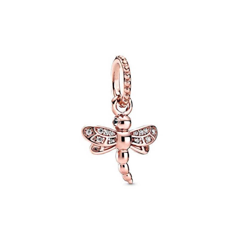 New Charms Sparkling Rose Gold Airplane, Globe & Suitcase Triple Heart Winged Angel Diy Jewelry Gift Fit Original Bracelet Beads