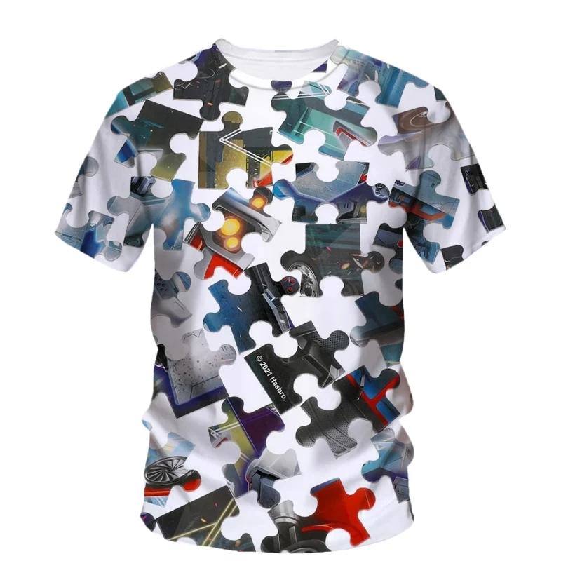 Imprimare completă Jocuri amuzante de îmbinare Tricouri grafice pentru bărbați Vară Casual Personalitate Imprimată cu mânecă scurtă decolteu O-tricouri supradimensionate Top